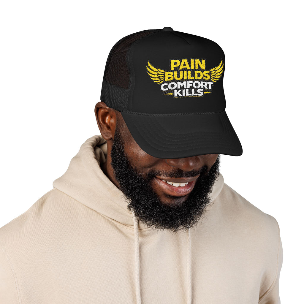 Blue Collar Trucker Hat Pain Builds Comfort Kills | Earned Not Taken