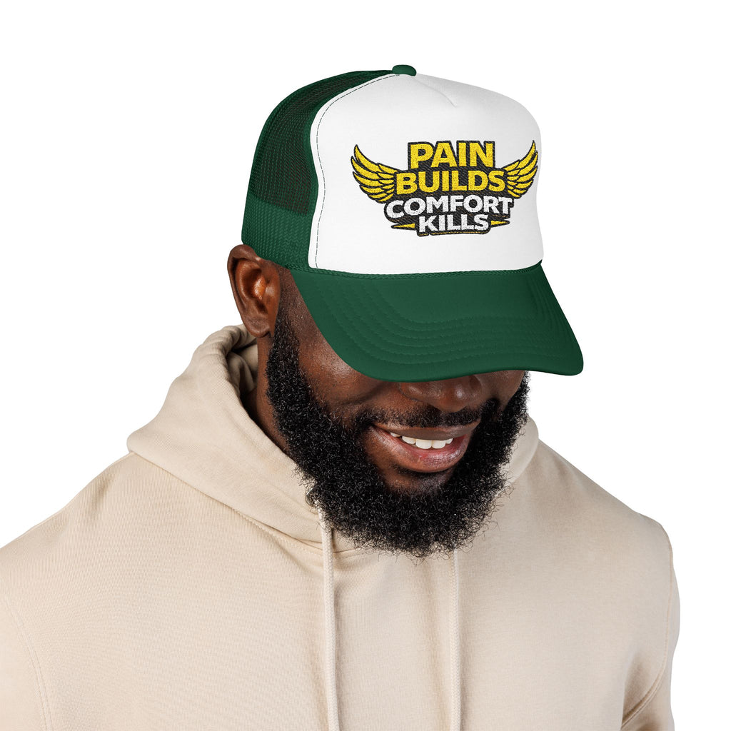 Blue Collar Trucker Hat Pain Builds Comfort Kills | Earned Not Taken