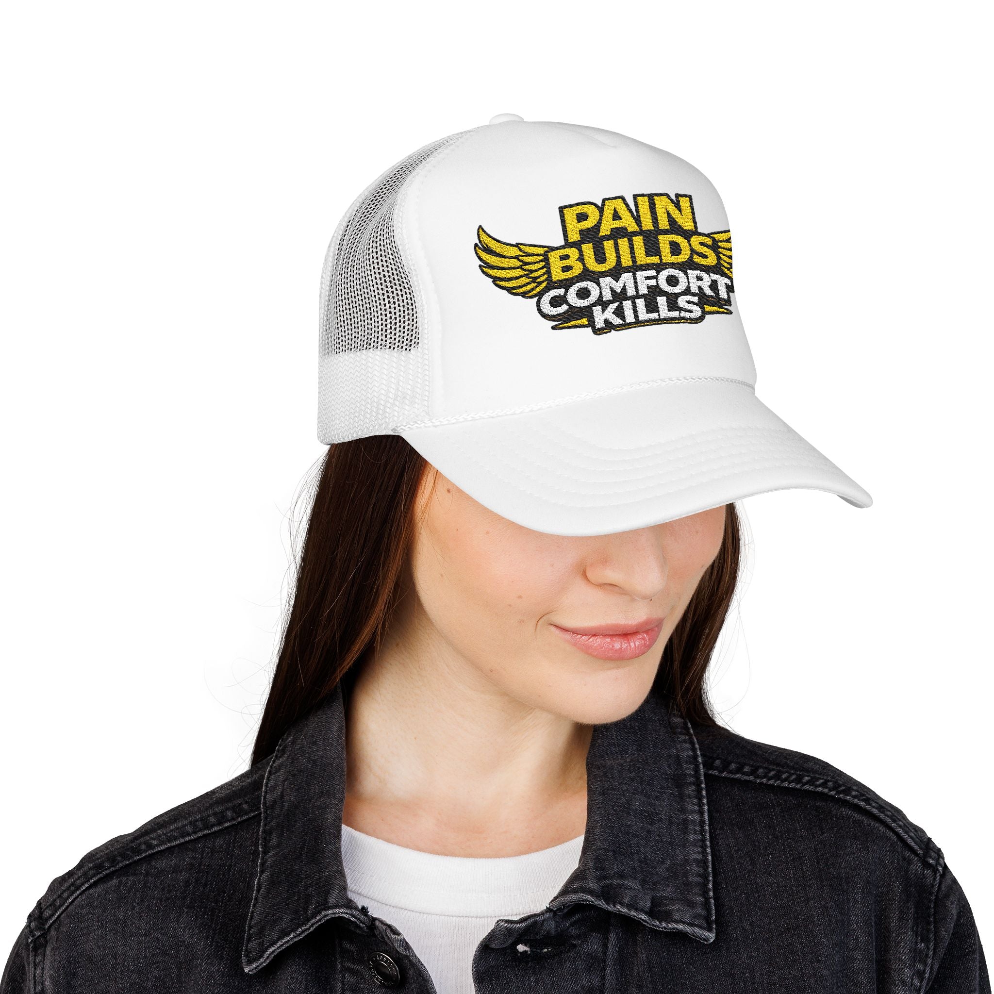 Blue Collar Trucker Hat Pain Builds Comfort Kills | Earned Not Taken