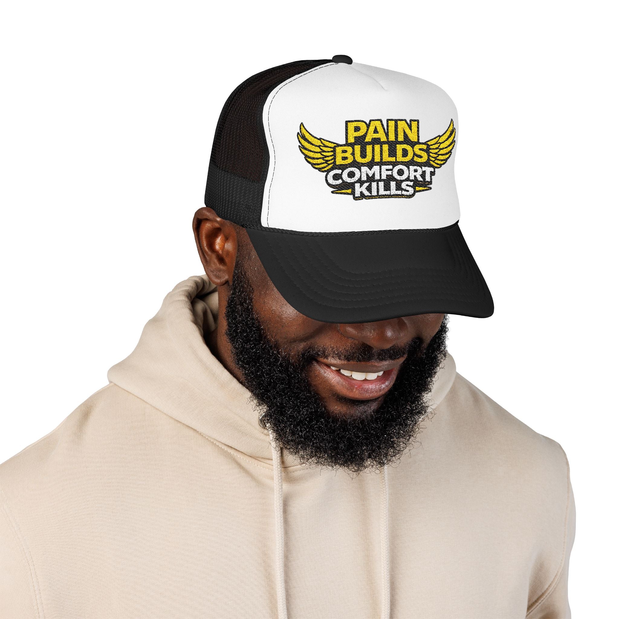 Blue Collar Trucker Hat Pain Builds Comfort Kills | Earned Not Taken