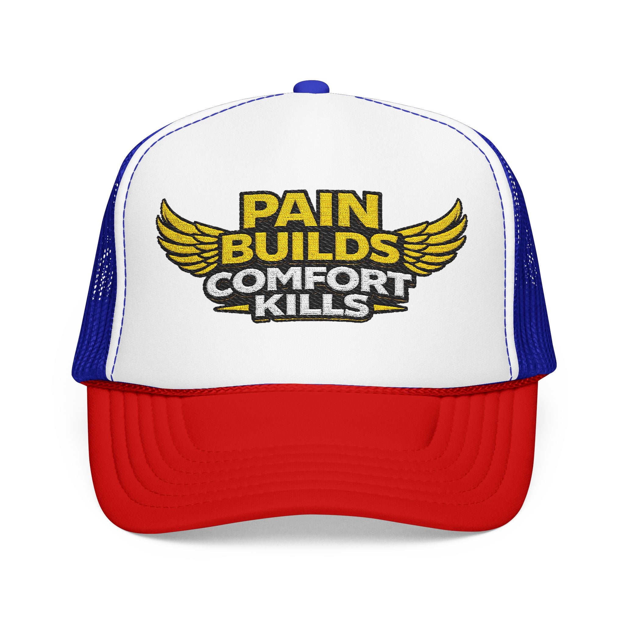 Blue Collar Trucker Hat Pain Builds Comfort Kills | Earned Not Taken