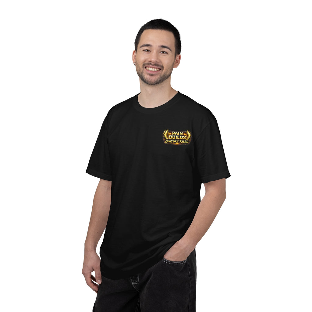 Pain Builds Comfort Kills Excavator Graphic T-Shirt