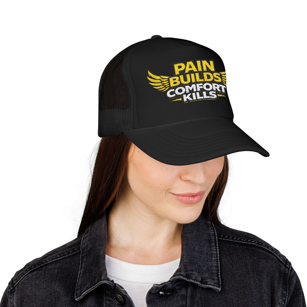 Blue Collar Trucker Hat Pain Builds Comfort Kills | Earned Not Taken