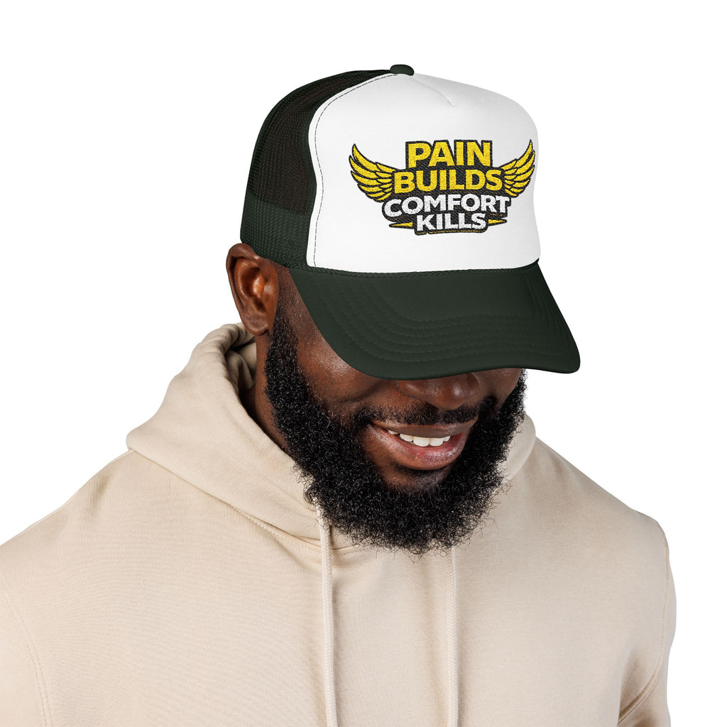 Blue Collar Trucker Hat Pain Builds Comfort Kills | Earned Not Taken