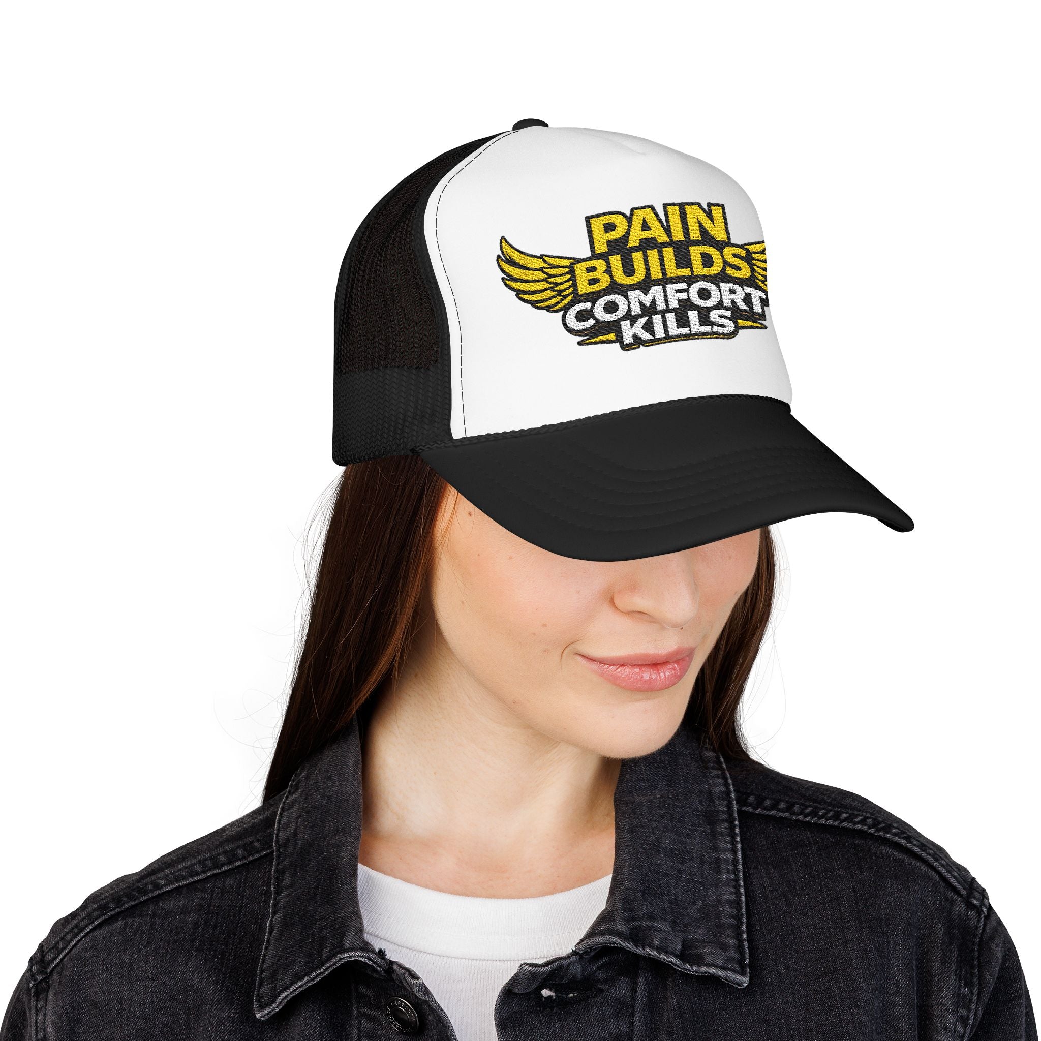 Blue Collar Trucker Hat Pain Builds Comfort Kills | Earned Not Taken